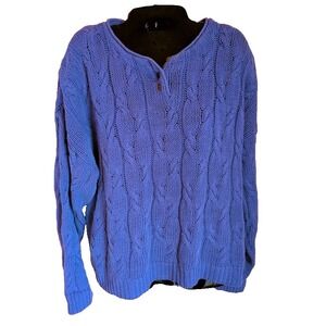 Womens Sierra Sweater L Cable Knit Vintage Linen Blend Bright Preppy Classic